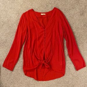 Urban Outfitters Red Tie Front Top